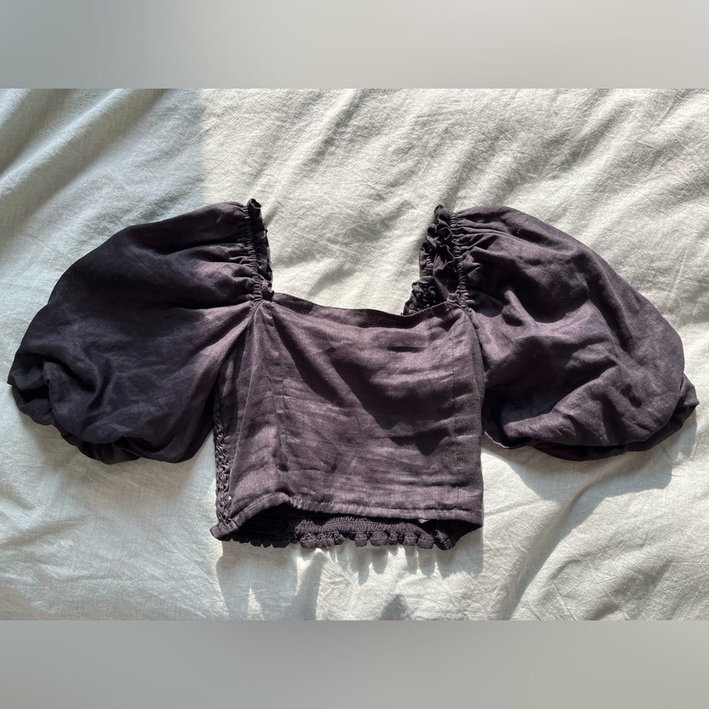Linen black top